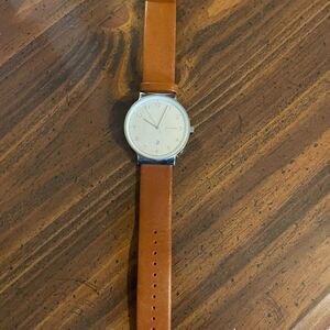 Skagen Silver Signatur Three-Hand Luggage Brown Leather Watch